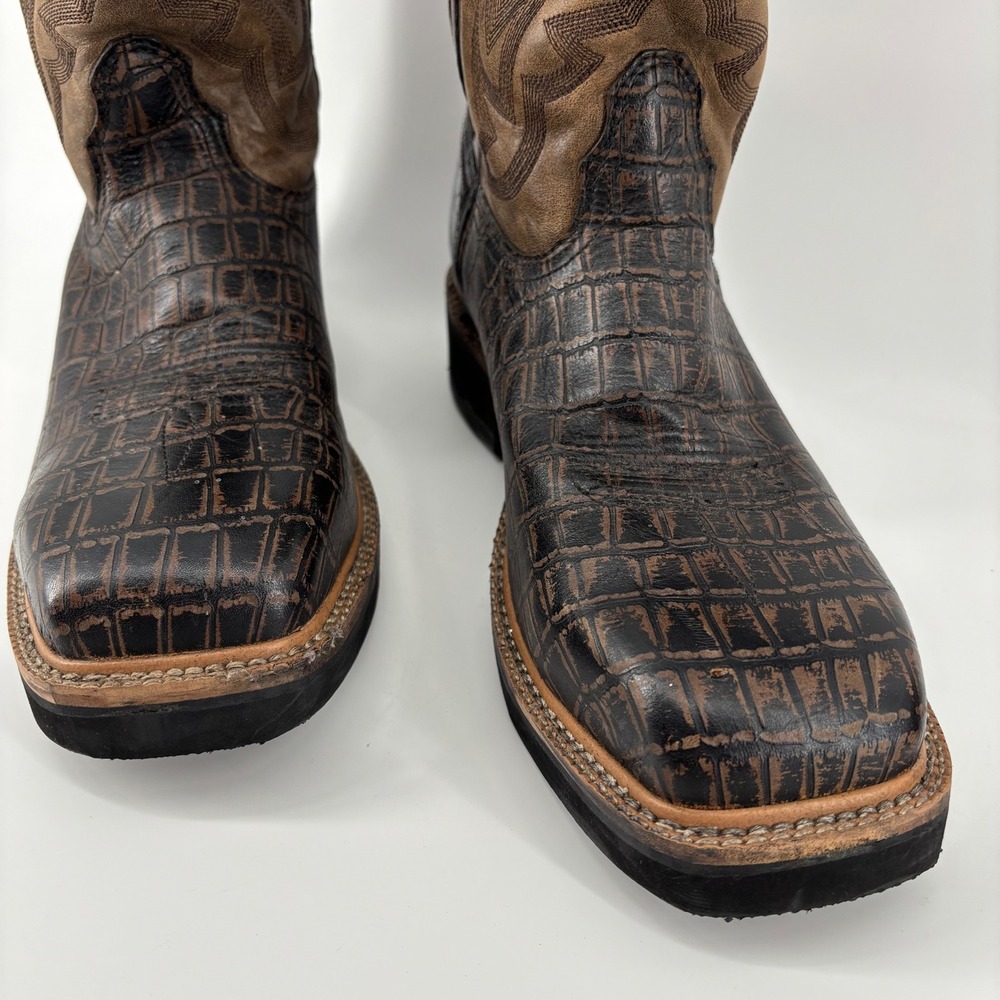 Twisted X Mens Cowboy Boots 11D Brown Caiman Print Alloy Toe Westerncore Ranch - Picture 3 of 7